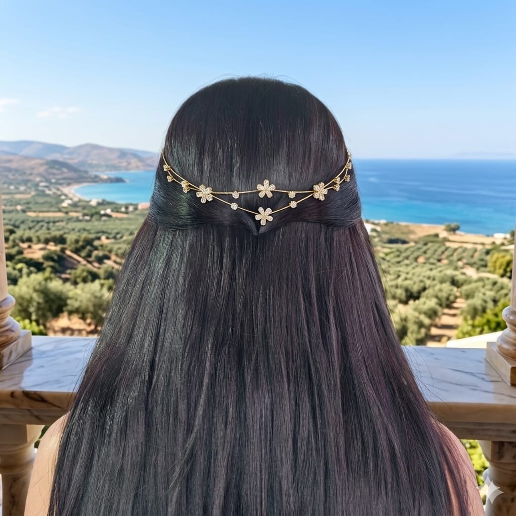 Silver double flower hairlet