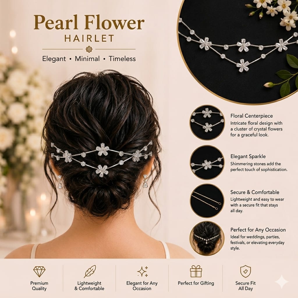 Silver double flower hairlet