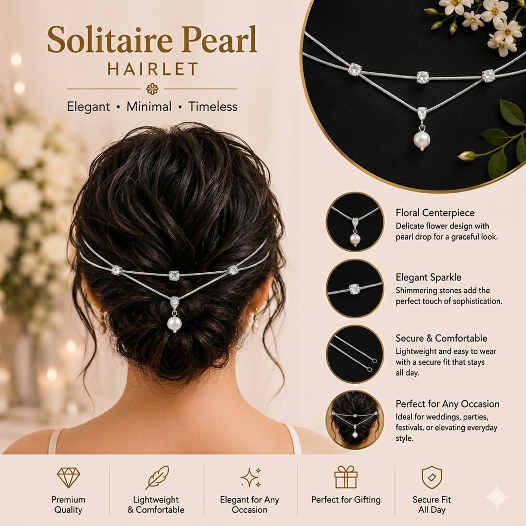 Silver Minimal V stone hairlet