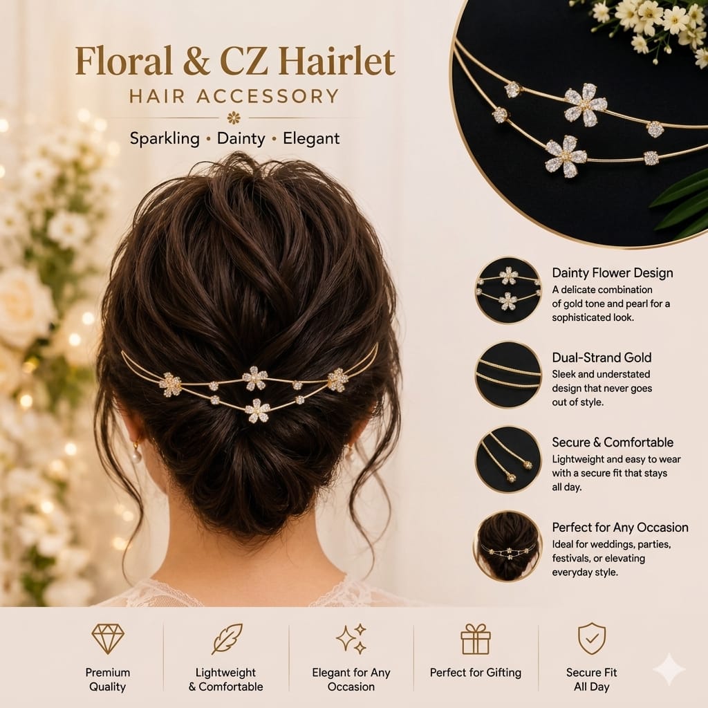 Silver double flower hairlet