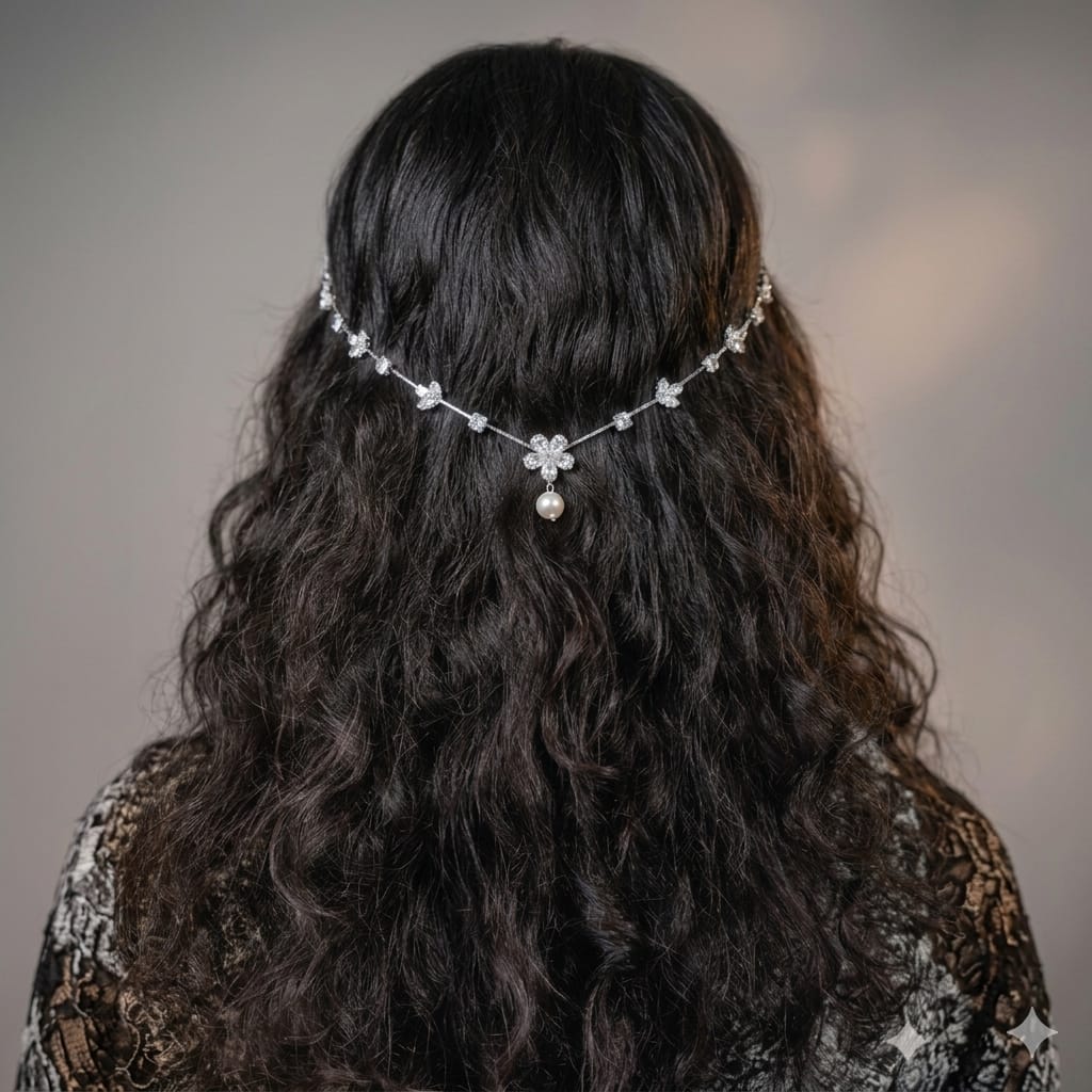 Floral AD leaves Hairlet (Silver)