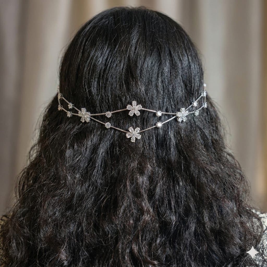 Silver double flower hairlet