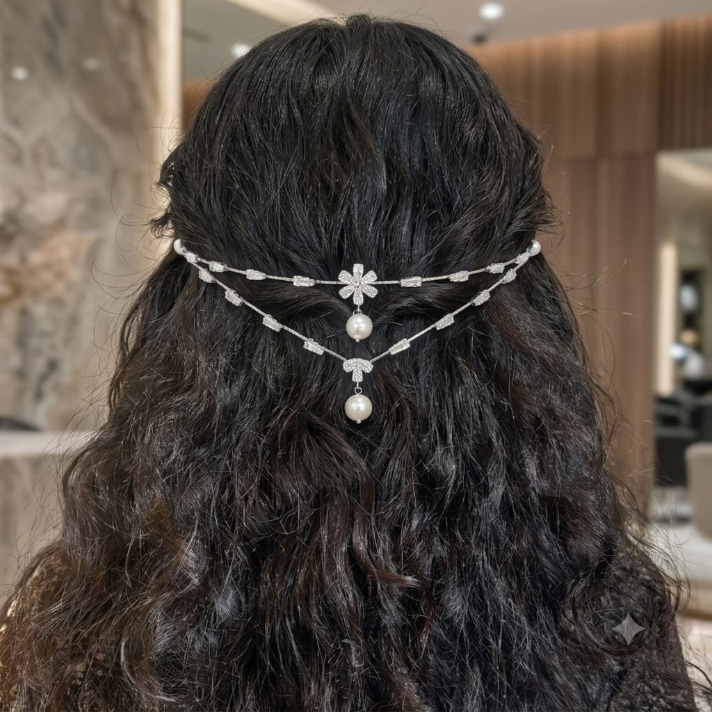 Double V floral pearl AD hairlet