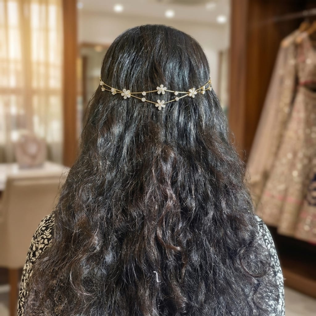 Silver double flower hairlet