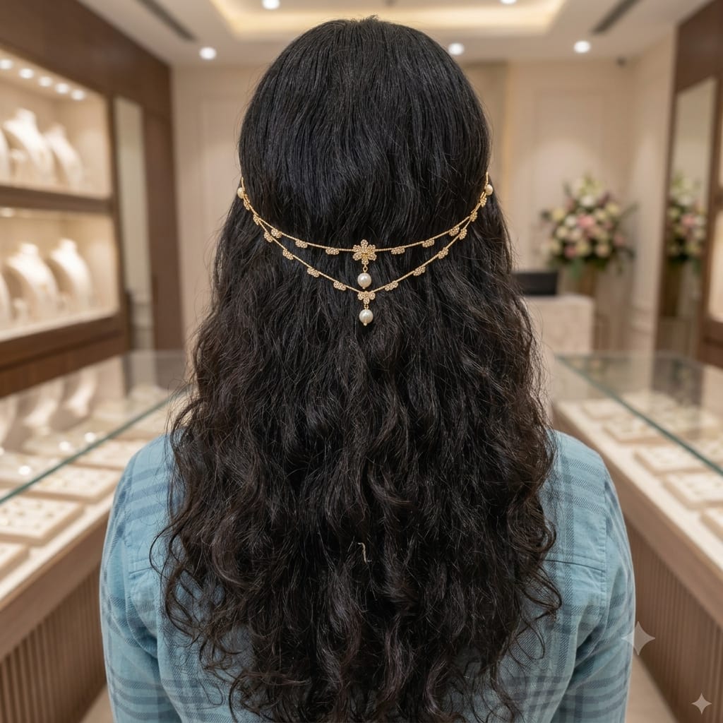 Double V floral pearl AD hairlet