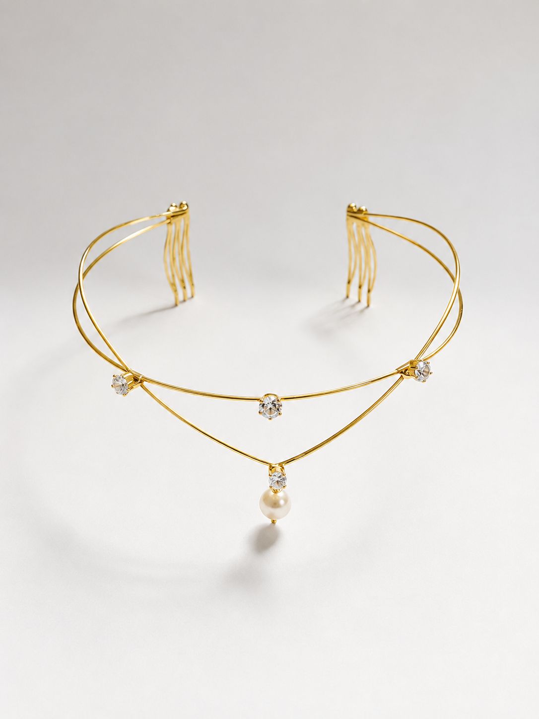 Minimal V stone hairlet (Golden and Silver)