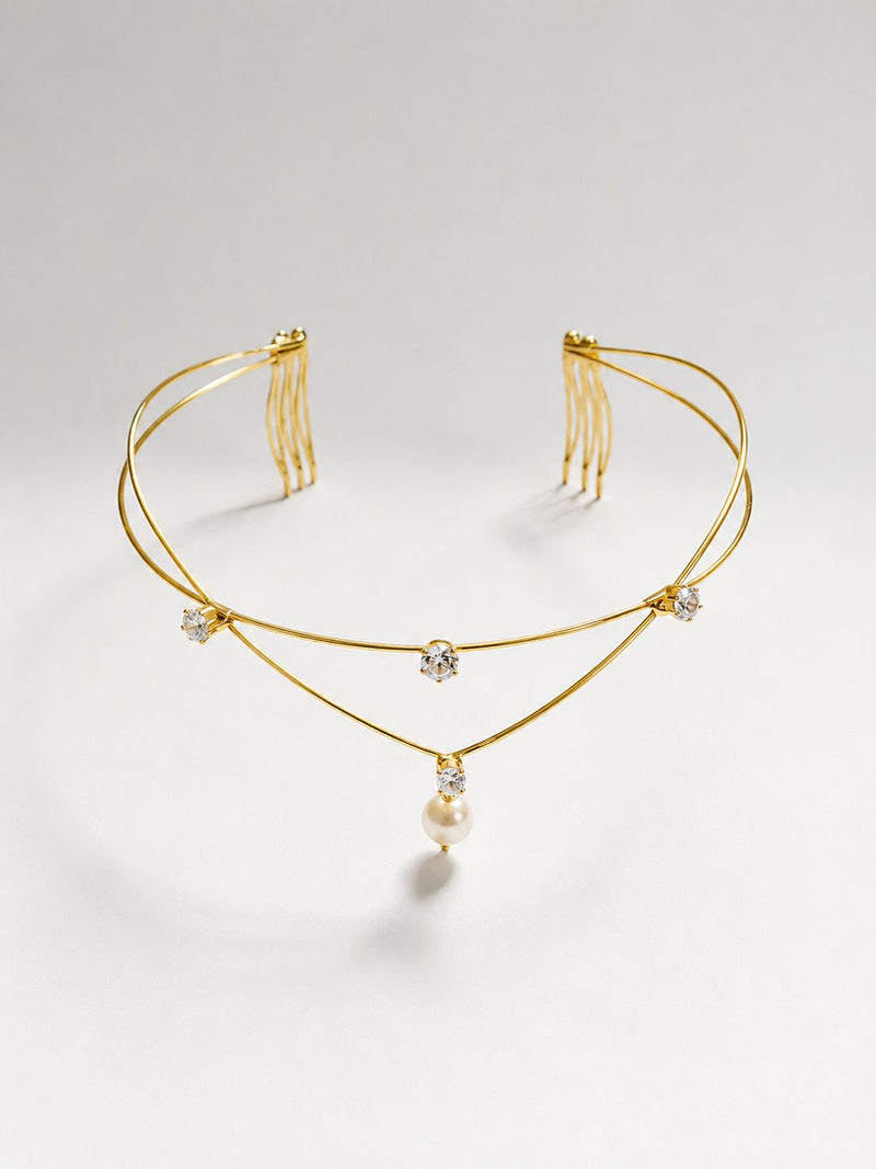 Minimal V stone hairlet (Golden and Silver)