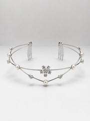 Single flower AD Pearl Hairlet (Golden and silver)