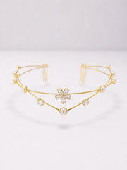 Single flower AD Pearl Hairlet (Golden and silver)