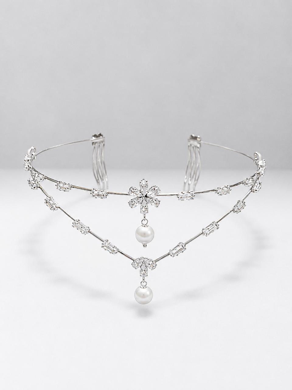 Double V floral pearl AD hairlet ( Golden and Silver)