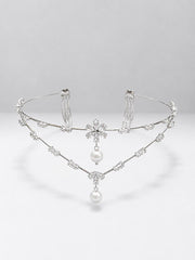 Double V floral pearl AD hairlet ( Golden and Silver)