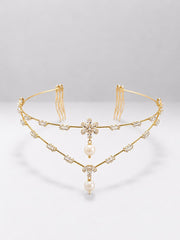 Double V floral pearl AD hairlet ( Golden and Silver)