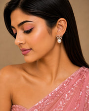 Crystal Butterfly Pearl Drop Earrings