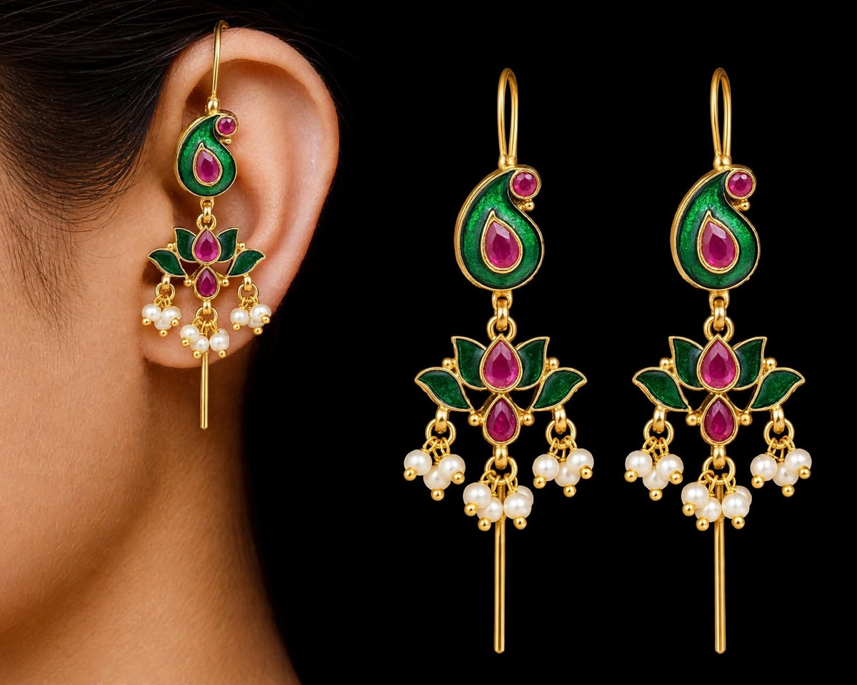 Kashvi Lotus Needle Earcuffs