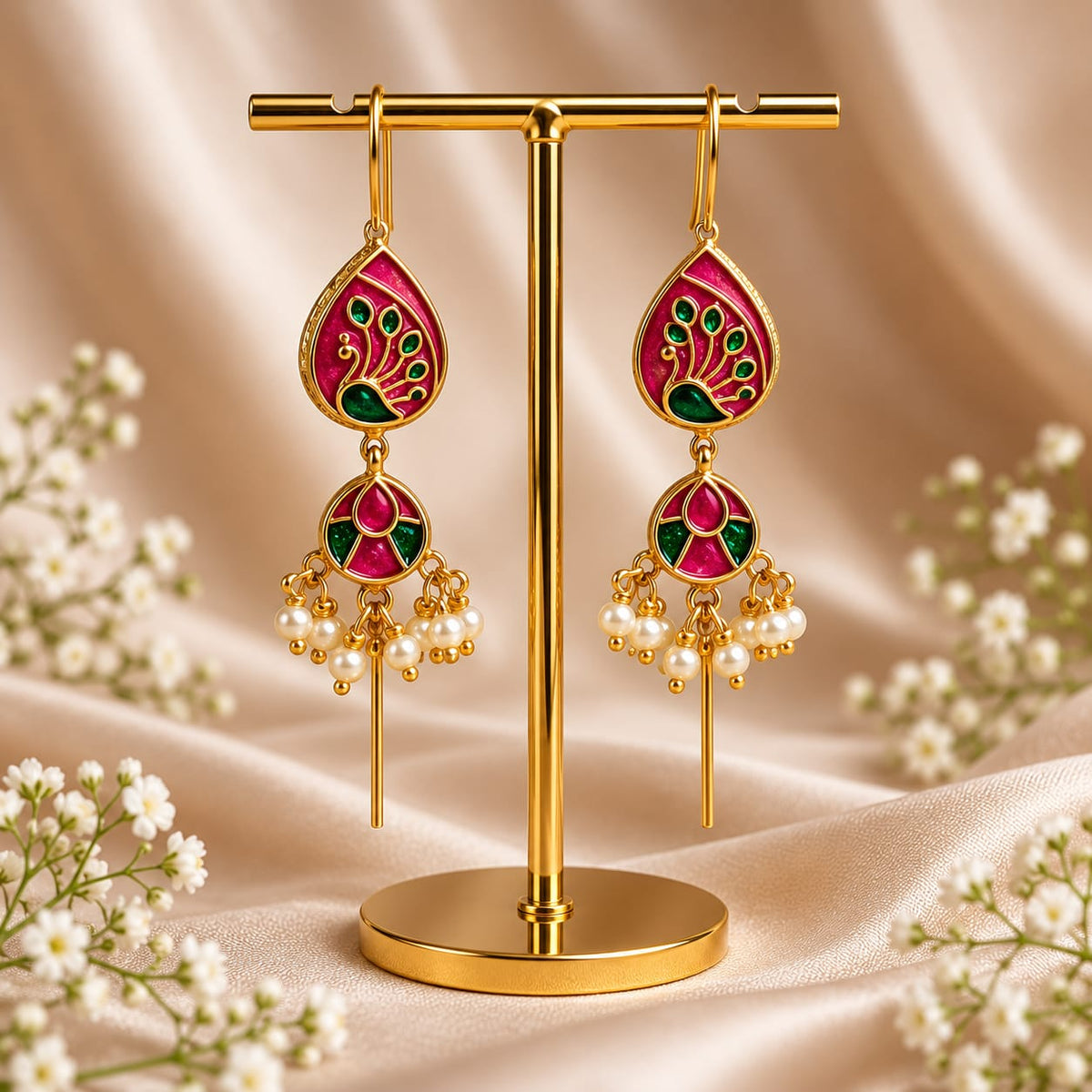 Morni Meenakari Needle Earcuffs