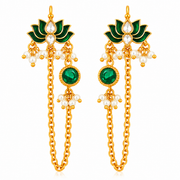 Kamal Rani Red & Green Meenakari Kundan Ear Chain
