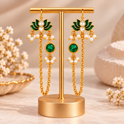 Kamal Rani Red & Green Meenakari Kundan Ear Chain