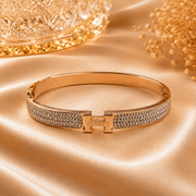 Luxe Crystal H-Motif Rose Gold Cuff Bracelet
