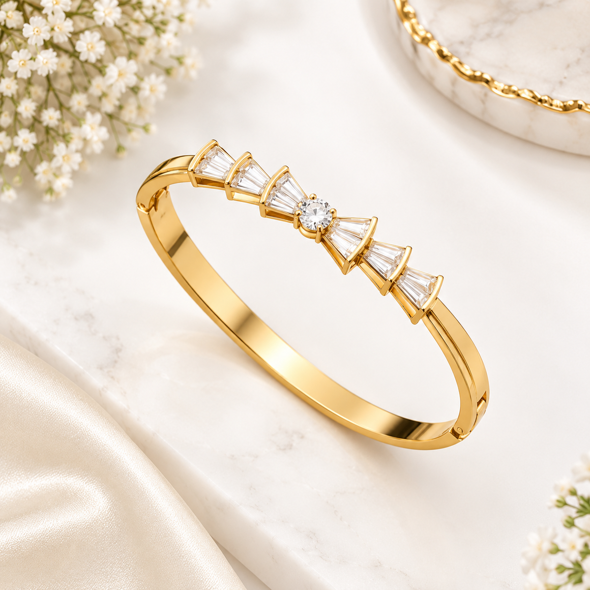 Crystal Bow Gold Bracelet (Baby Size)