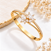 Pearl Floral Crystal Gold Bracelet(Baby Size)