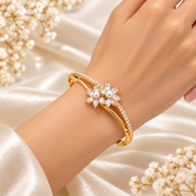 Pearl Floral Crystal Gold Bracelet(Baby Size)