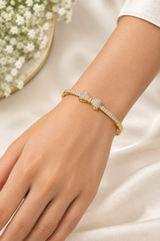 Sparkling Crystal Bow Gold Bracelet(Baby Size)