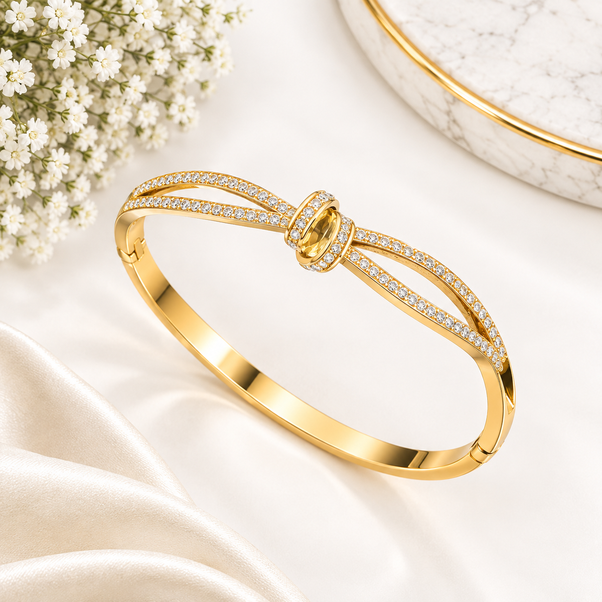 Crystal Knot Gold Bracelet (Baby Size)