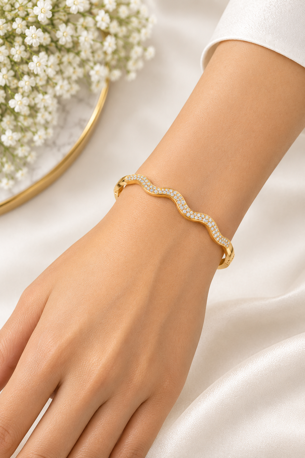 Crystal Wave Gold Bracelet (Baby Size)