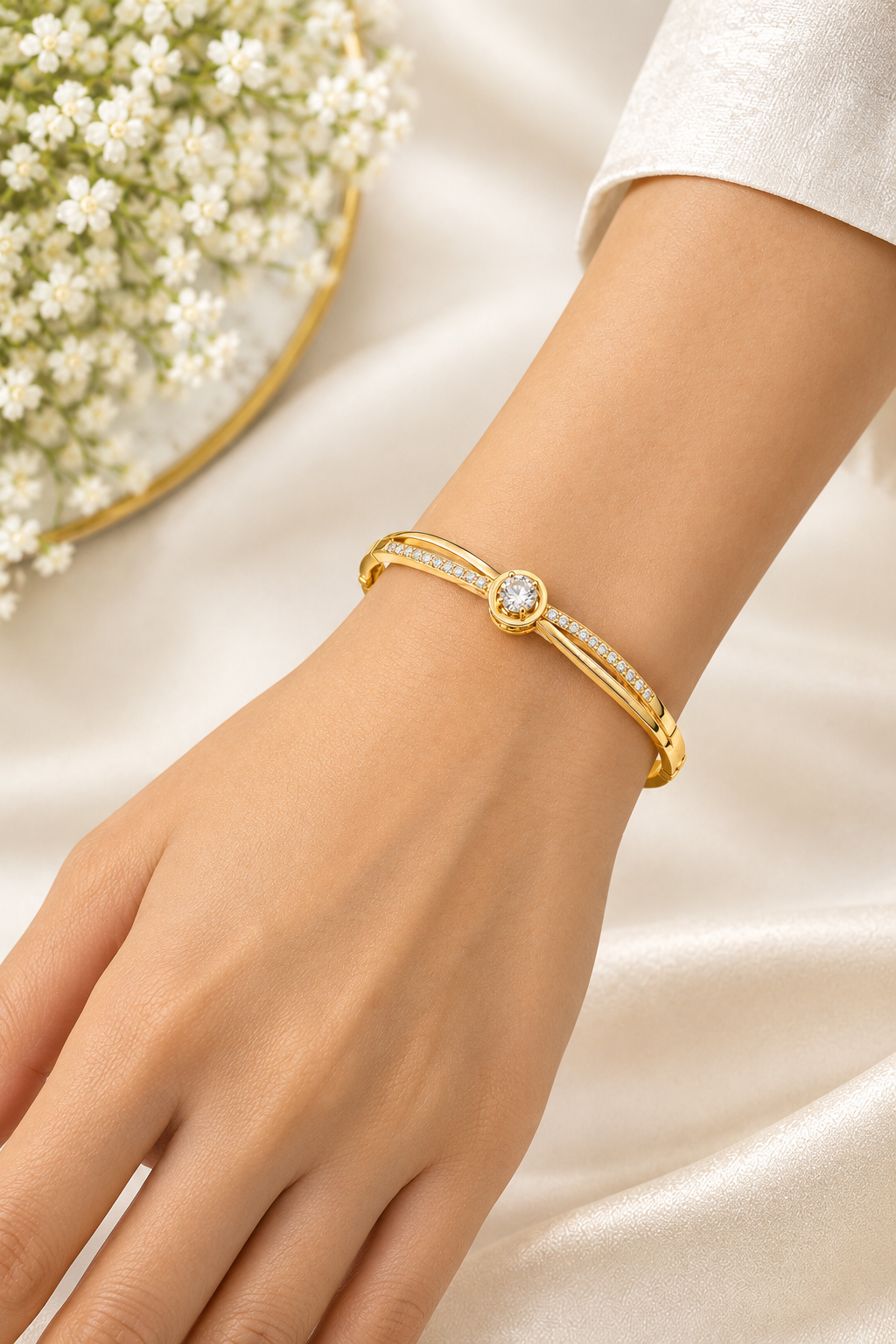 Solitaire Crystal Gold Bracelet (Baby Size)