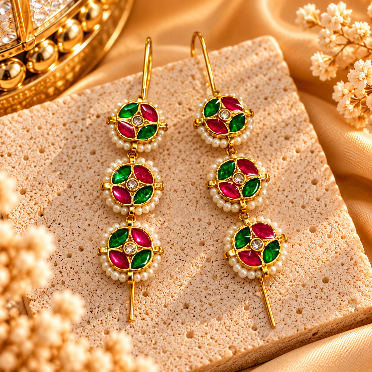 Rajshree Moti Meenakari Needle Earcuff