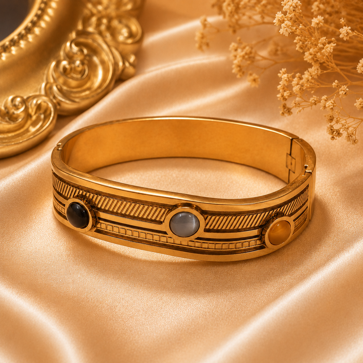 Heritage Stone Rose Gold Cuff Bracelet