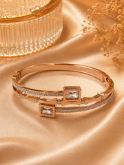Rose Gold Double Row Crystal Bangle Bracelet