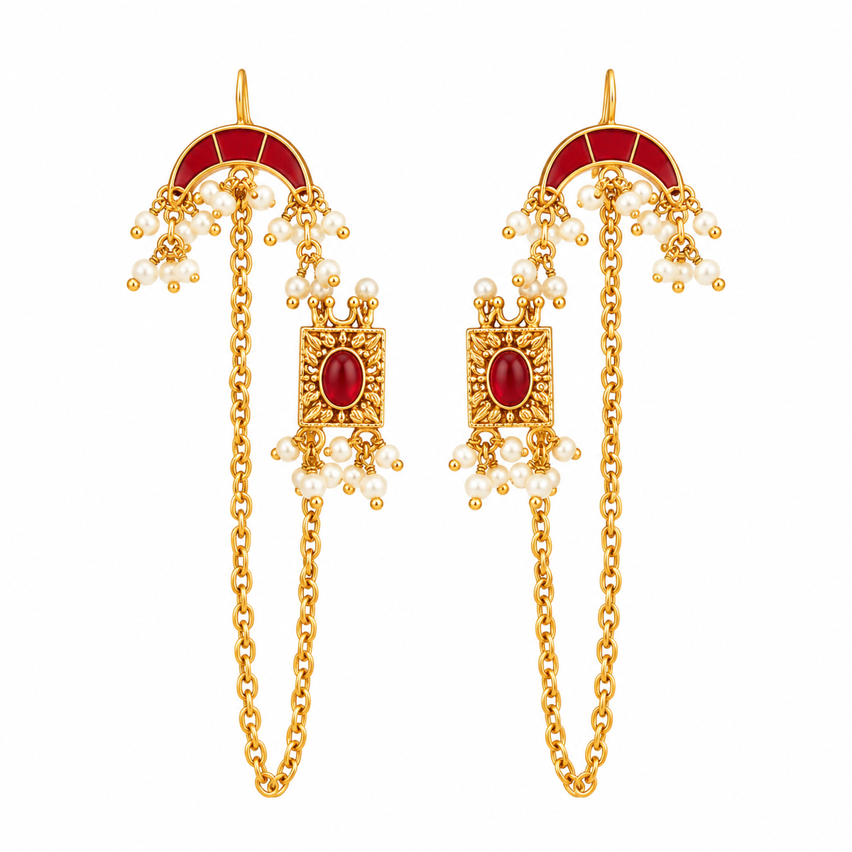 Rajkumari Meenakari Pearl Earchain