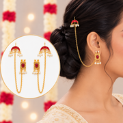 Rajkumari Meenakari Pearl Earchain