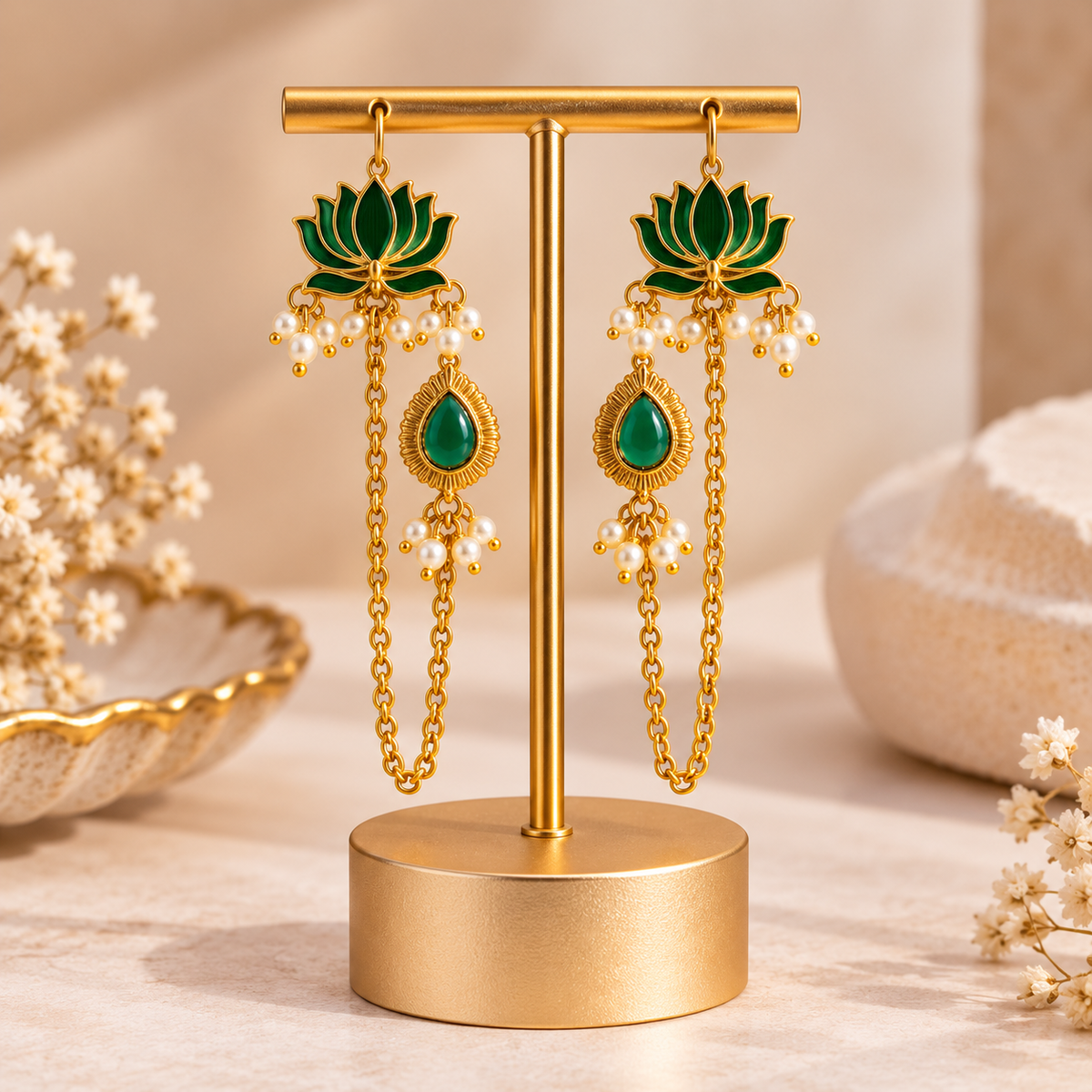 Padmavati Lotus Pearl Earchain