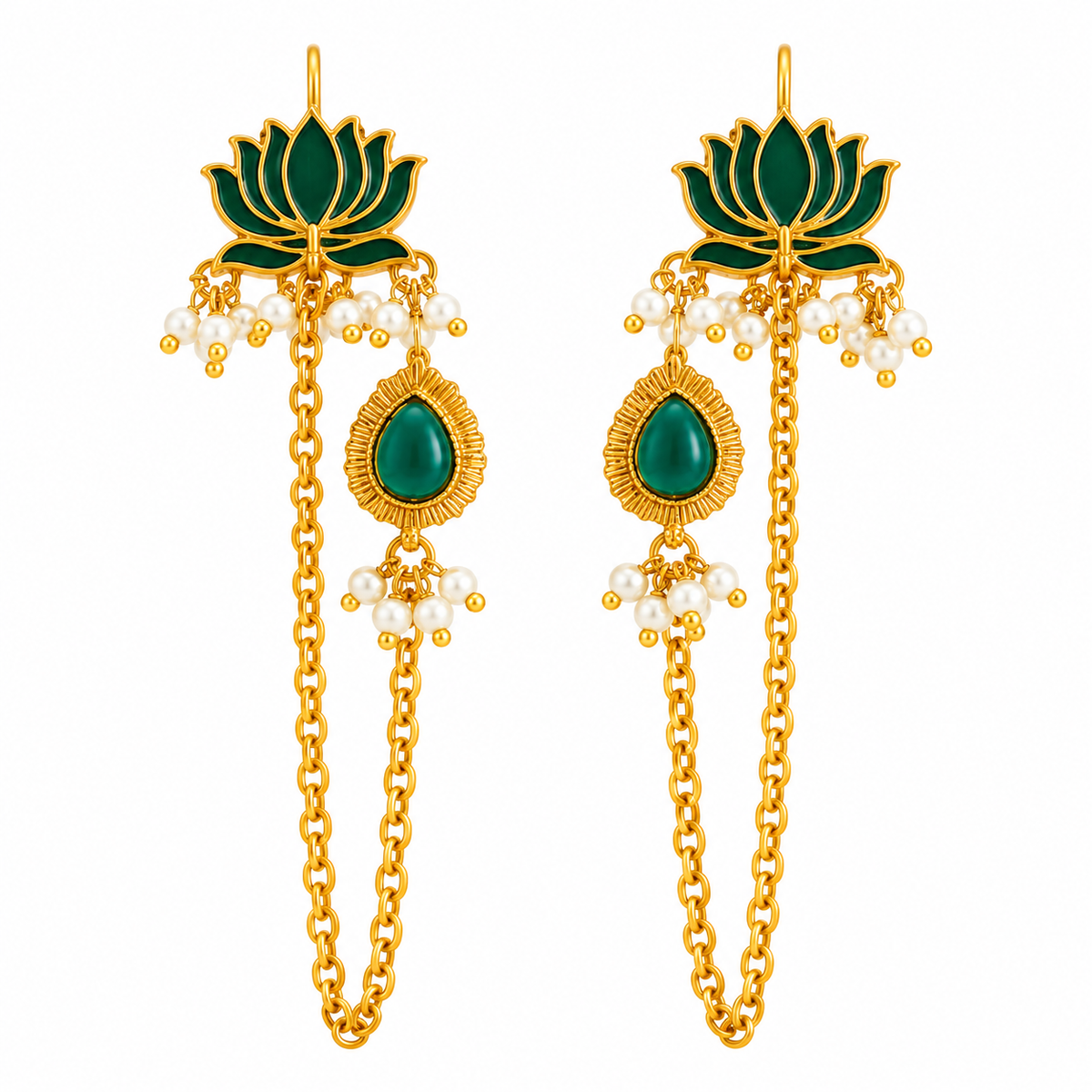 Padmavati Lotus Pearl Earchain