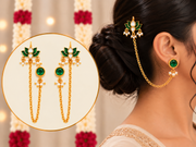 Kamal Rani Red & Green Meenakari Kundan Ear Chain