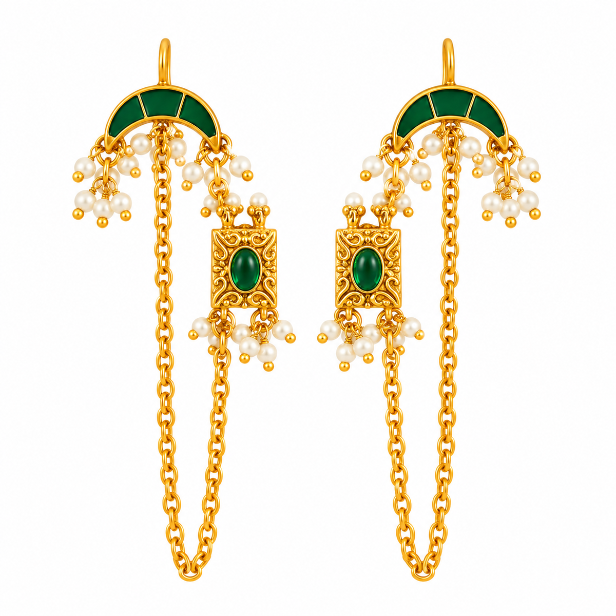 Rajkumari Meenakari Pearl Earchain