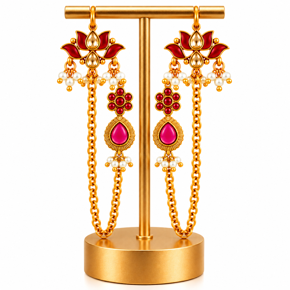 Padma Pushpa Kundan Ear Chain