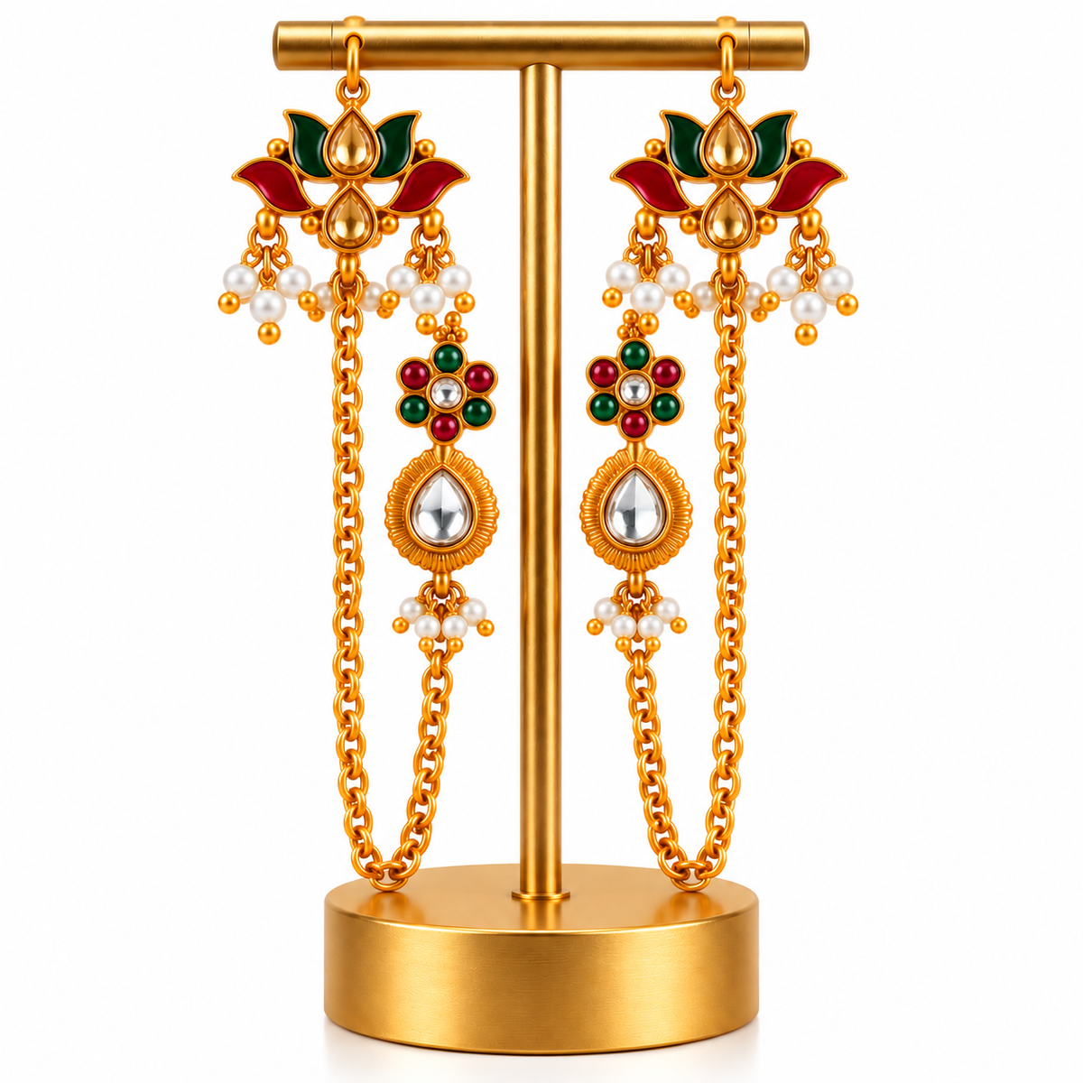 Padma Pushpa Kundan Ear Chain