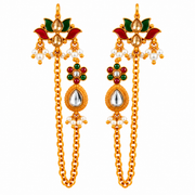 Padma Pushpa Kundan Ear Chain