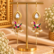 Aarohi Peacock Kundan Pearl Traditional Needle Bugdi