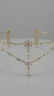 Double V floral pearl AD hairlet ( Golden and Silver)