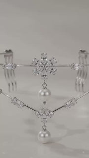 Double V floral pearl AD hairlet ( Golden and Silver)