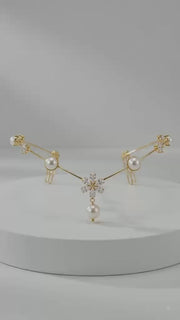 Single Flower with Hanging Pearl Hairlet(Golden)