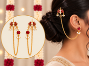 Kamal Rani Red & Green Meenakari Kundan Ear Chain