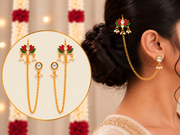 Kamal Rani Red & Green Meenakari Kundan Ear Chain