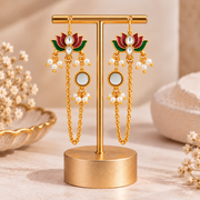 Kamal Rani Red & Green Meenakari Kundan Ear Chain