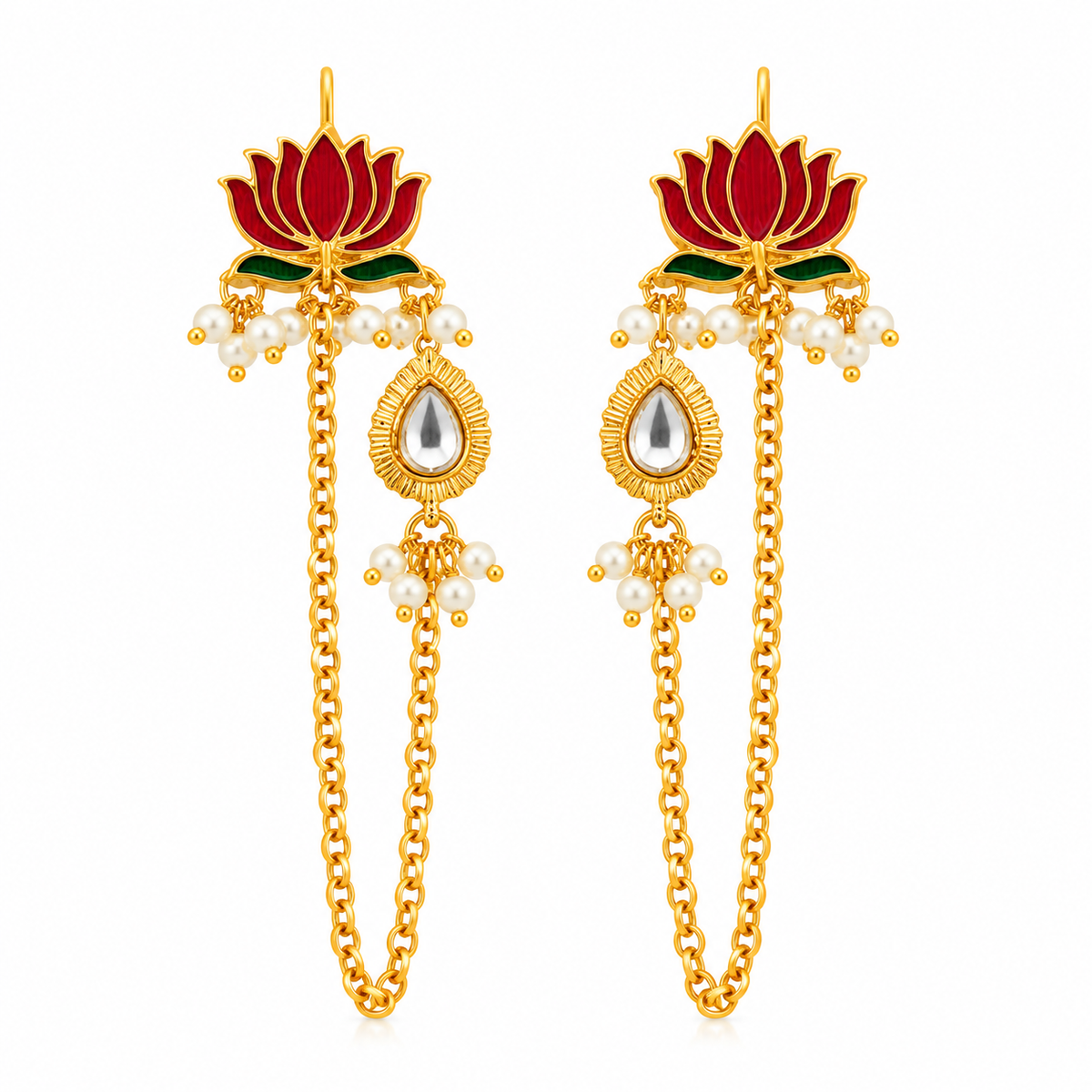 Padmavati Lotus Pearl Earchain