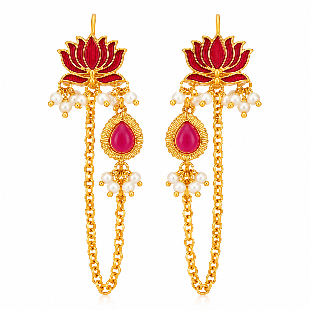 Padmavati Lotus Pearl Earchain